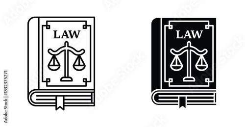 Law book icon. Line with editable stroke and flat for Web