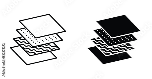 Layers icon. Line with editable stroke and flat for Web