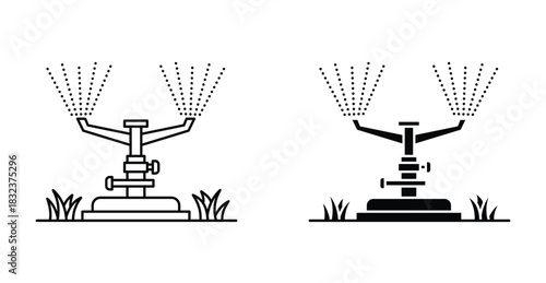 Lawn sprinkler icon. Line with editable stroke and flat for Web