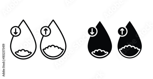 Low and high cholesterol icon. Line with editable stroke and flat for Web