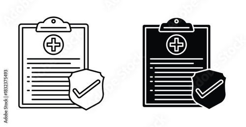 Medical insurance icon. Line with editable stroke and flat for Web