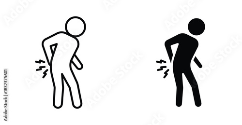Muscle pain icon. Line with editable stroke and flat for Web