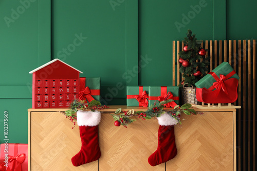 Wooden cabinet with advent ...
