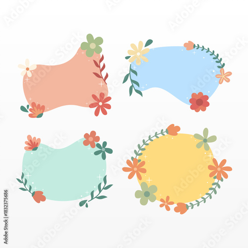 Spring Floral Badge Label Collection