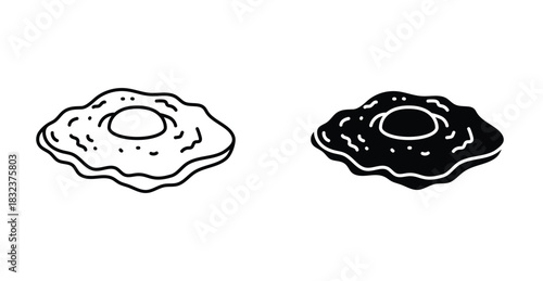 Omelet icon. Line with editable stroke and flat for Web