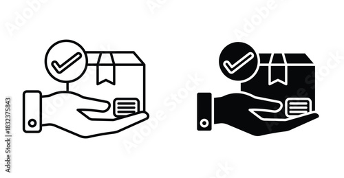 Order receive icon. Line with editable stroke and flat for Web