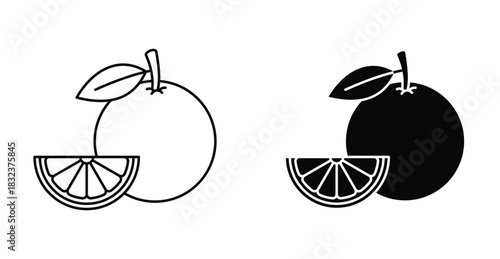 Orange icon. Line with editable stroke and flat for Web