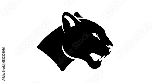 Black Panther Head Profile Silhouette Mascot Icon.