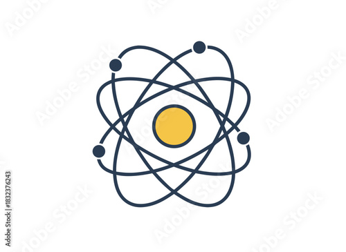 Abstract Atom Symbol With Orbiting Electrons In A Dark Background Representing Science Technology And Research In A Vector Illustration Format