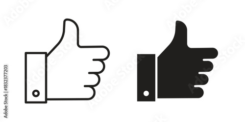 Like icon flat and thin stroke vector pack. Editable icons set