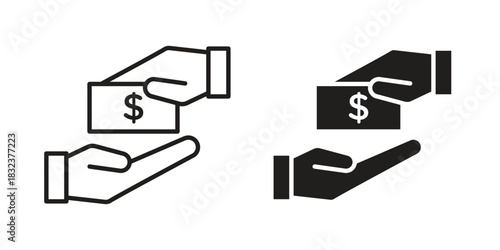 loan icon flat and thin stroke vector pack. Editable icons set