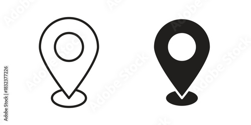 Location icon flat and thin stroke vector pack. Editable icons set