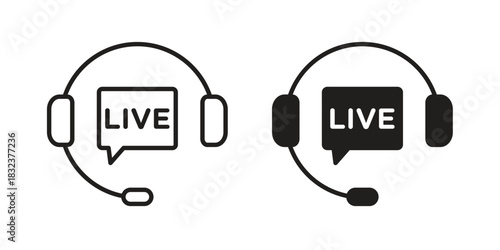Live chat icon flat and thin stroke vector pack. Editable icons set