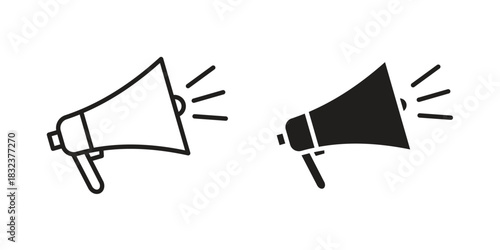 Loud Speaker icon flat and thin stroke vector pack. Editable icons set