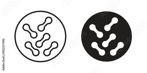 Microorganism icon flat and thin stroke vector pack. Editable icons set