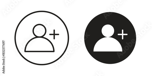 New account icon flat and thin stroke vector pack. Editable icons set