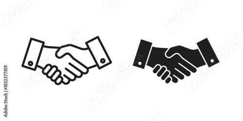 Partnership icon flat and thin stroke vector pack. Editable icons set