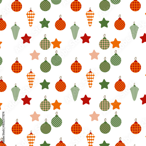 Pattern con palline di Natale colorate