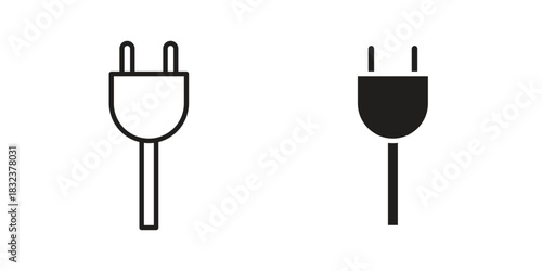 Plug adapter icon flat and thin stroke vector pack. Editable icons set