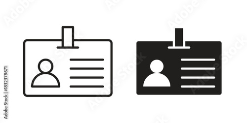ID badge icon set. Outline symbol editable.