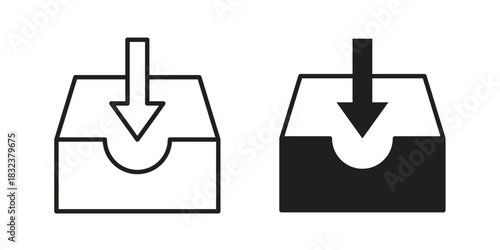 Inbox icon set. Outline symbol editable.