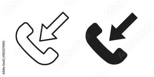 Incoming Call icon set. Outline symbol editable.