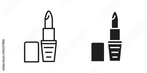 Lipstick icon set. Outline symbol editable.