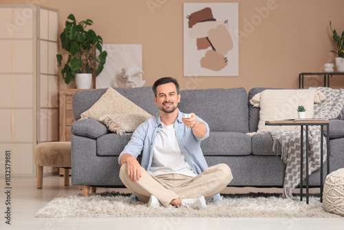 Young man with air conditio...