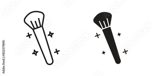 Makeup brush icon set. Outline symbol editable.