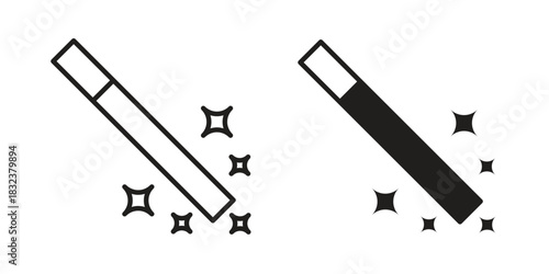 Magic wand icon set. Outline symbol editable.