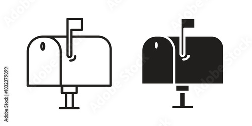 Mailbox icon set. Outline symbol editable.