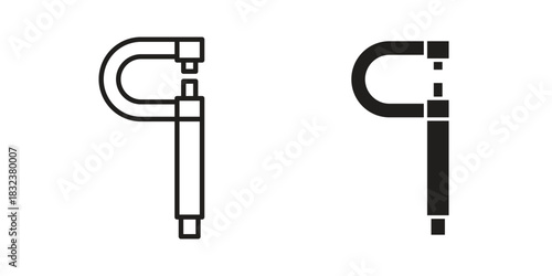 Micrometer icon set. Outline symbol editable.