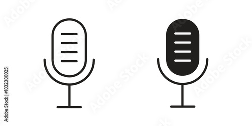 Microphone icon set. Outline symbol editable.
