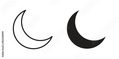 Moon icon set. Outline symbol editable.