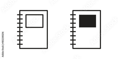 Notebook icon set. Outline symbol editable.