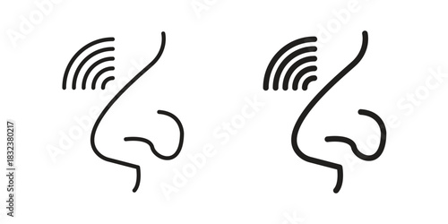 Nose pain icon set. Outline symbol editable.