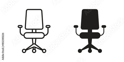 Office chair icon set. Outline symbol editable.
