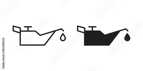 Oil can icon set. Outline symbol editable.