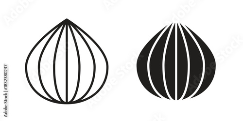 Onion icon set. Outline symbol editable.