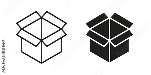 Open box icon set. Outline symbol editable.