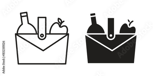 Picnic icon set. Outline symbol editable.
