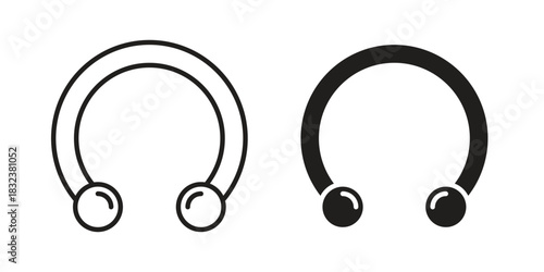 Piercing icon set. Outline symbol editable.