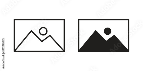 Picture icon set. Outline symbol editable.