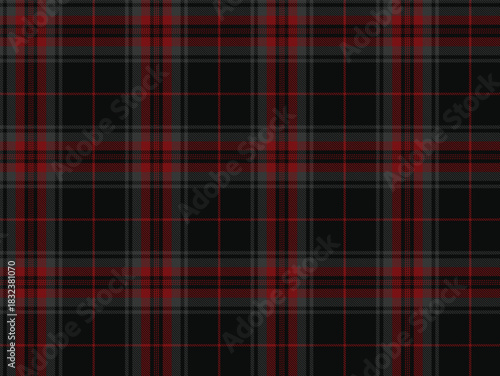 Deep red scottish tartan plaid seamless pattern. Checkered fabric texture background