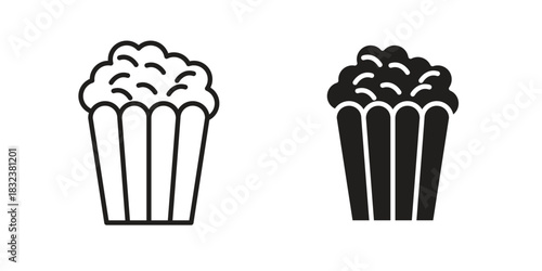 Popcorn icon set. Outline symbol editable.
