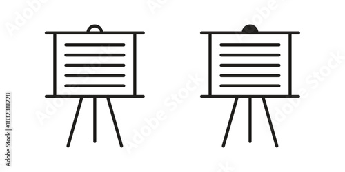 Presentation icon set. Outline symbol editable.
