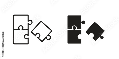 Puzzle icon set. Outline symbol editable.