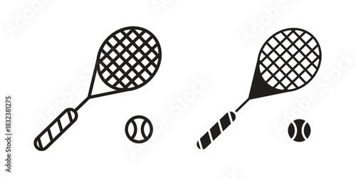 Racquet icon set. Outline symbol editable.