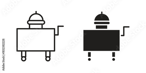 Room service icon set. Outline symbol editable.