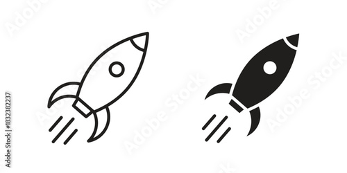 Rocket launch icon set. Outline symbol editable.